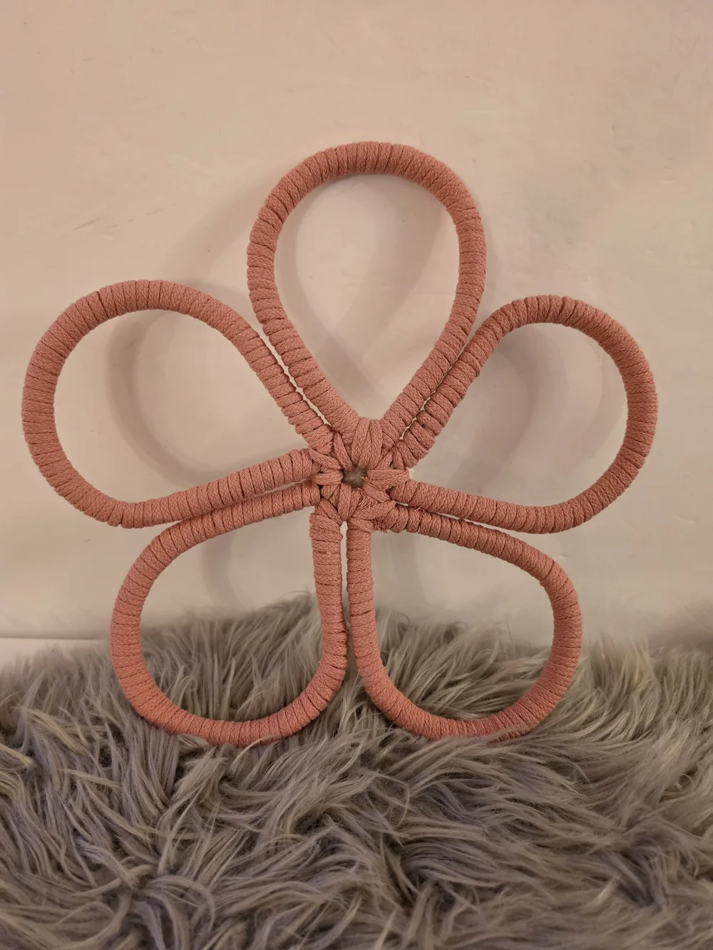 NWT Handmade Vintage Inspired Wrapped Flower Cream Pom Wall Decor Size 12